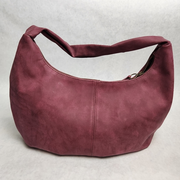 Shoulder bag Hobo bag Burgundy Vegan leather Plum color UNIVERSAL THREAD - Picture 3 of 15